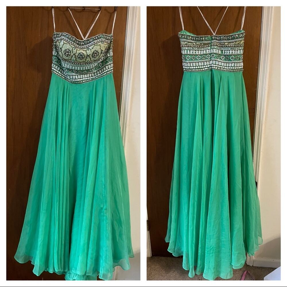 Sherri Hill green prom dress maxi - Picture 4 of 12
